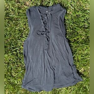 Women’s AE soft & sexy Faded Black Lace-Up Tank Top